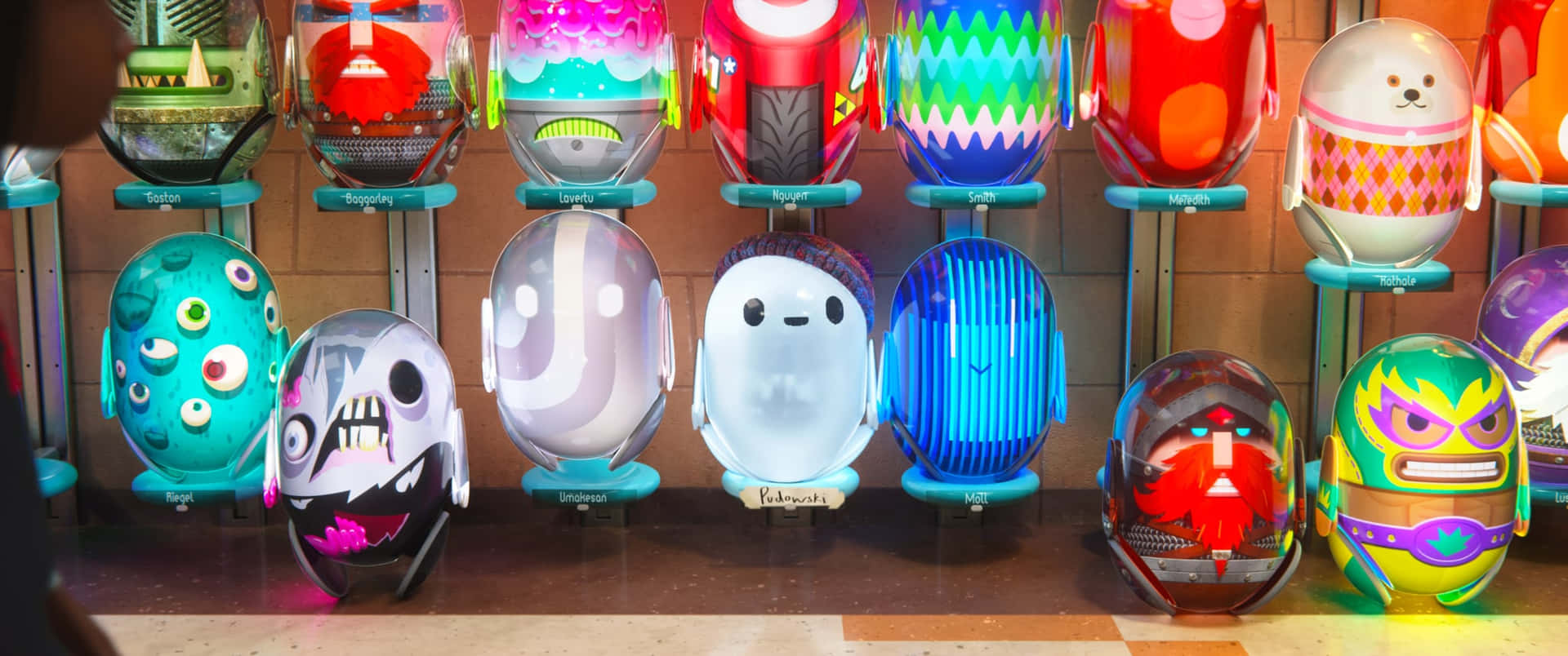 A Man Is Standing In Front Of A Display Of Colorful Skateboards