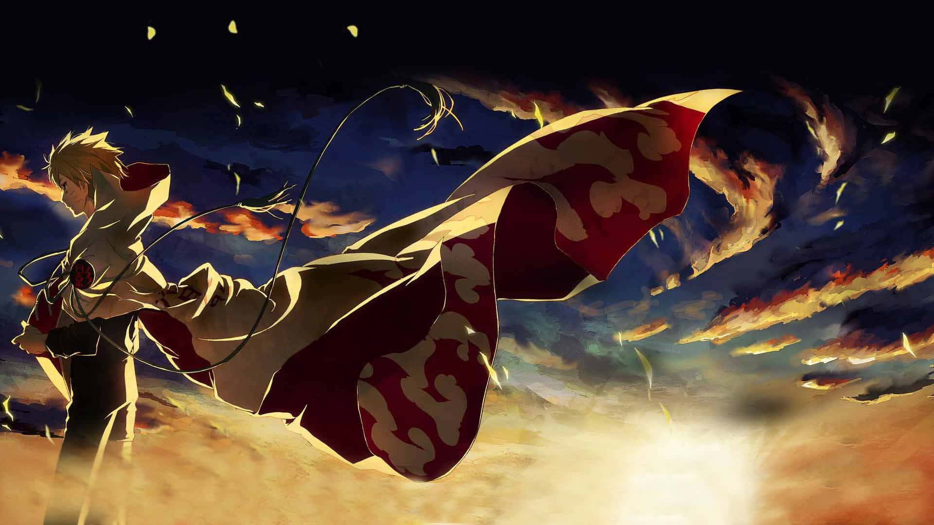 A Man Is Standing In The Air With A Sword Background