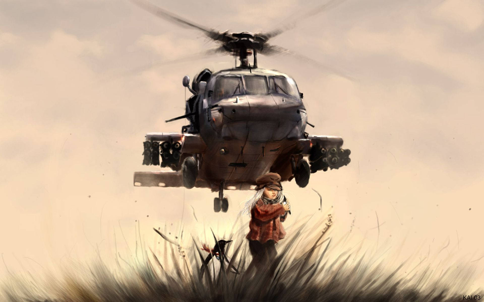 A Man Is Standing Next To A Helicopter Background