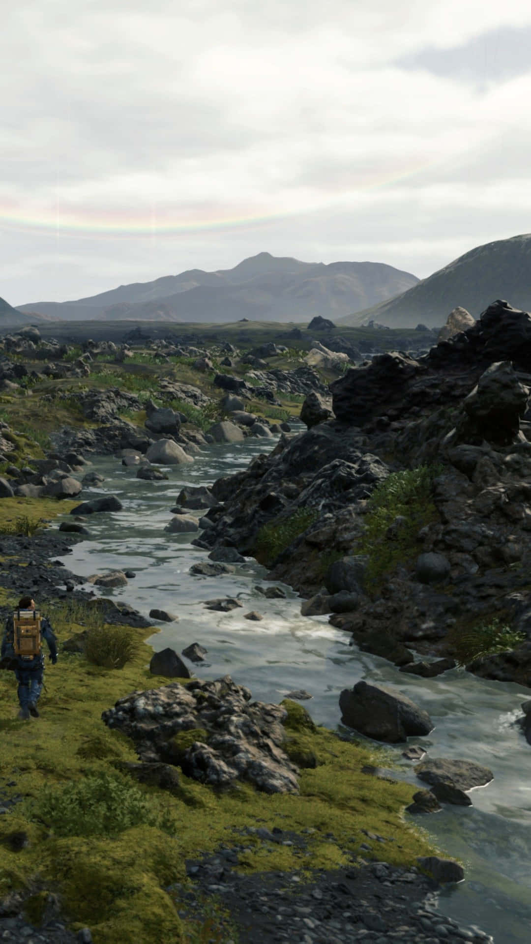 A Man Is Walking Along A River