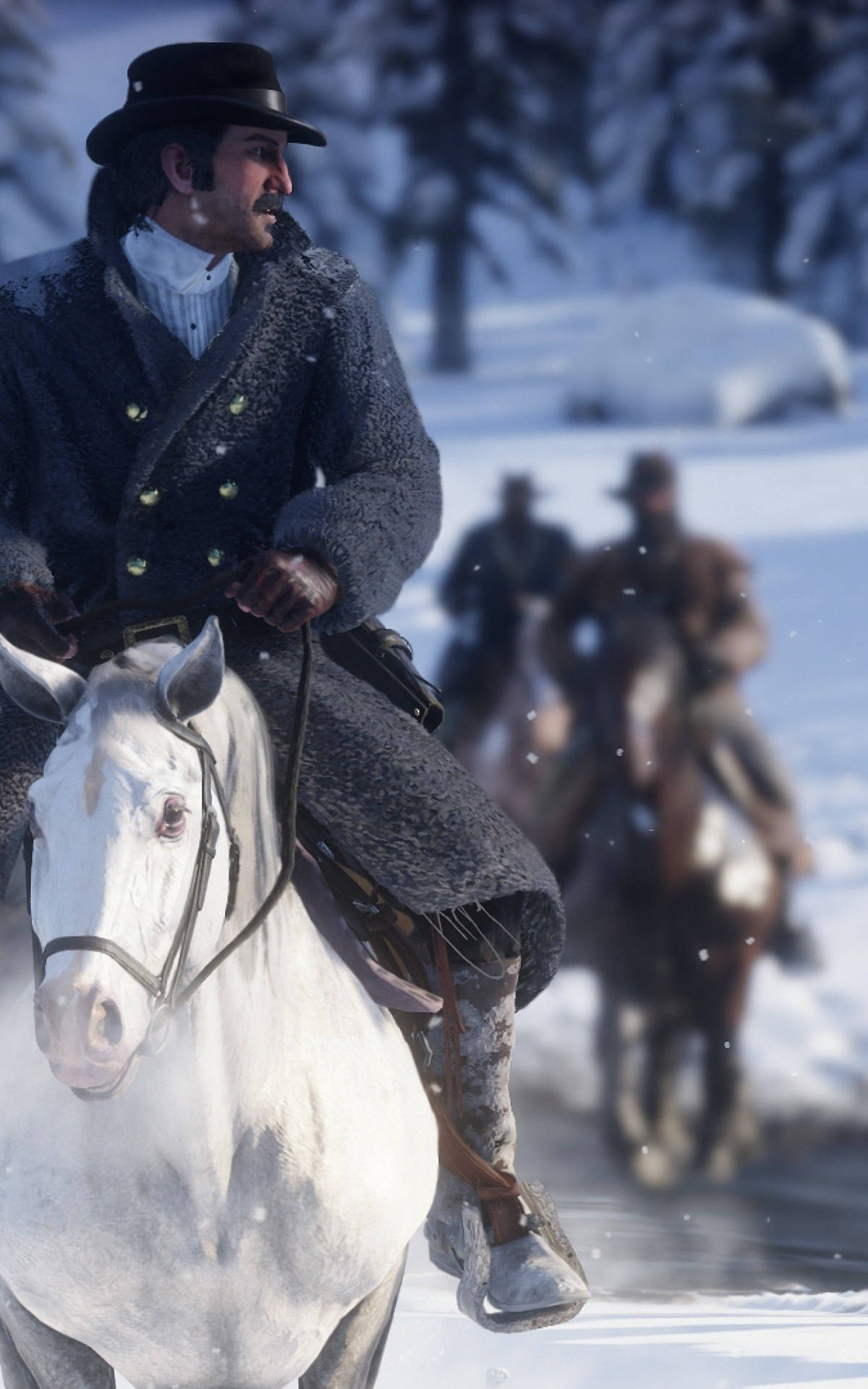 A Man Riding A Horse In The Snow