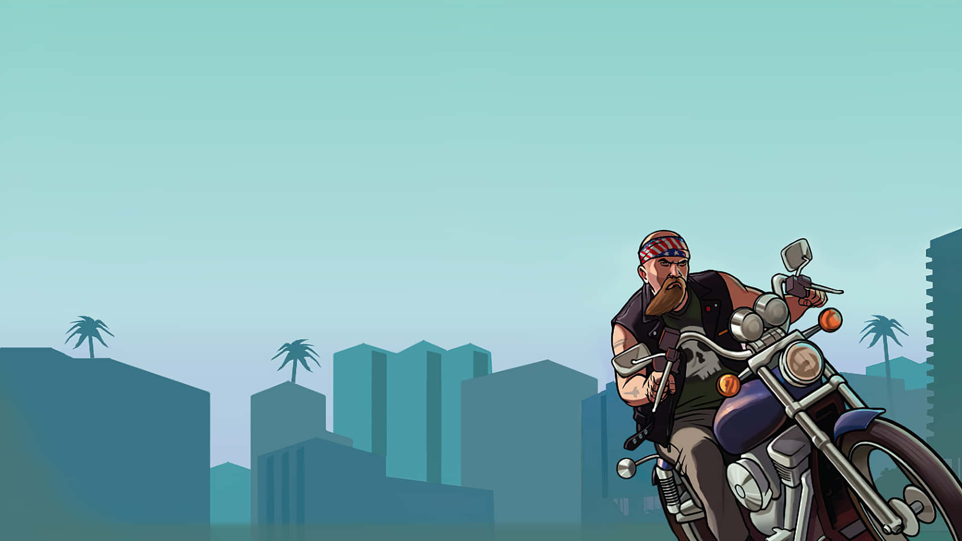 A Man Riding A Motorcycle In The City Background