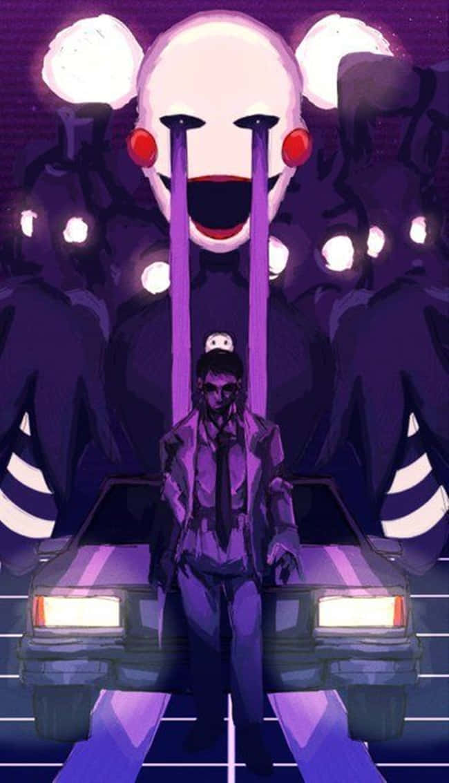 A Man Sitting In A Car With A Purple Background Background