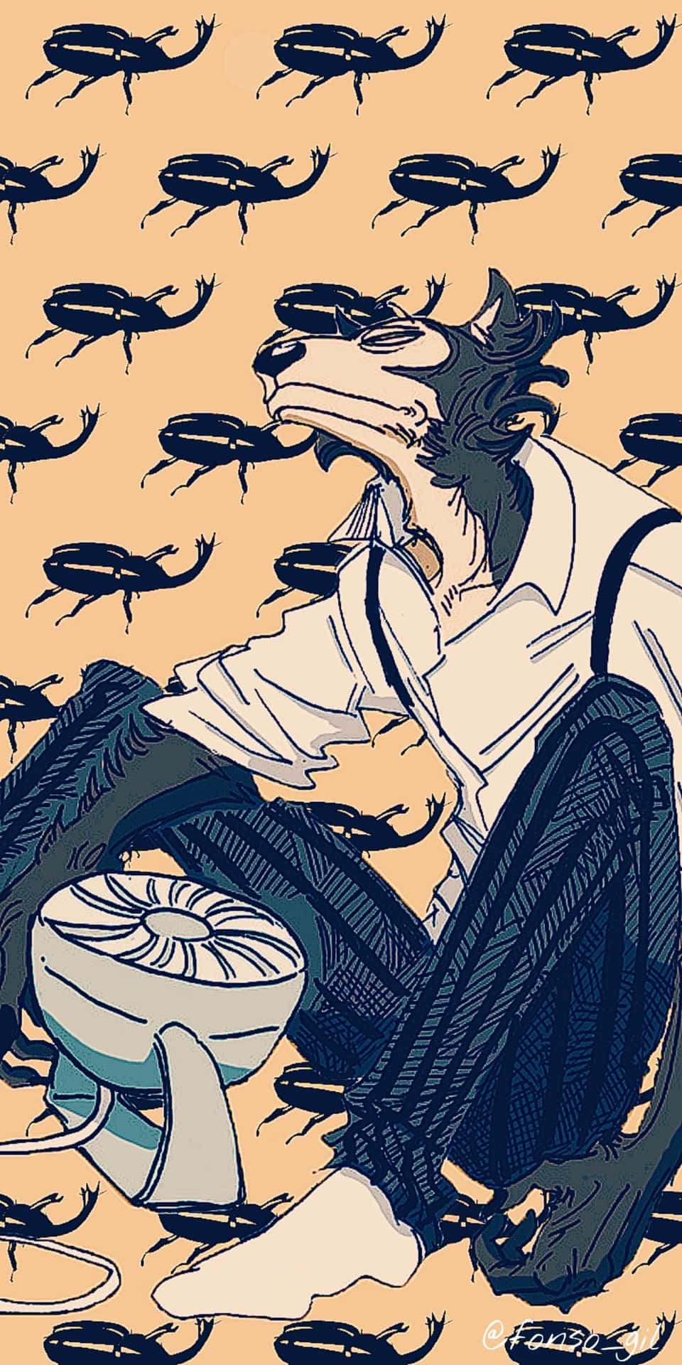 A Man Sitting On A Fan Background