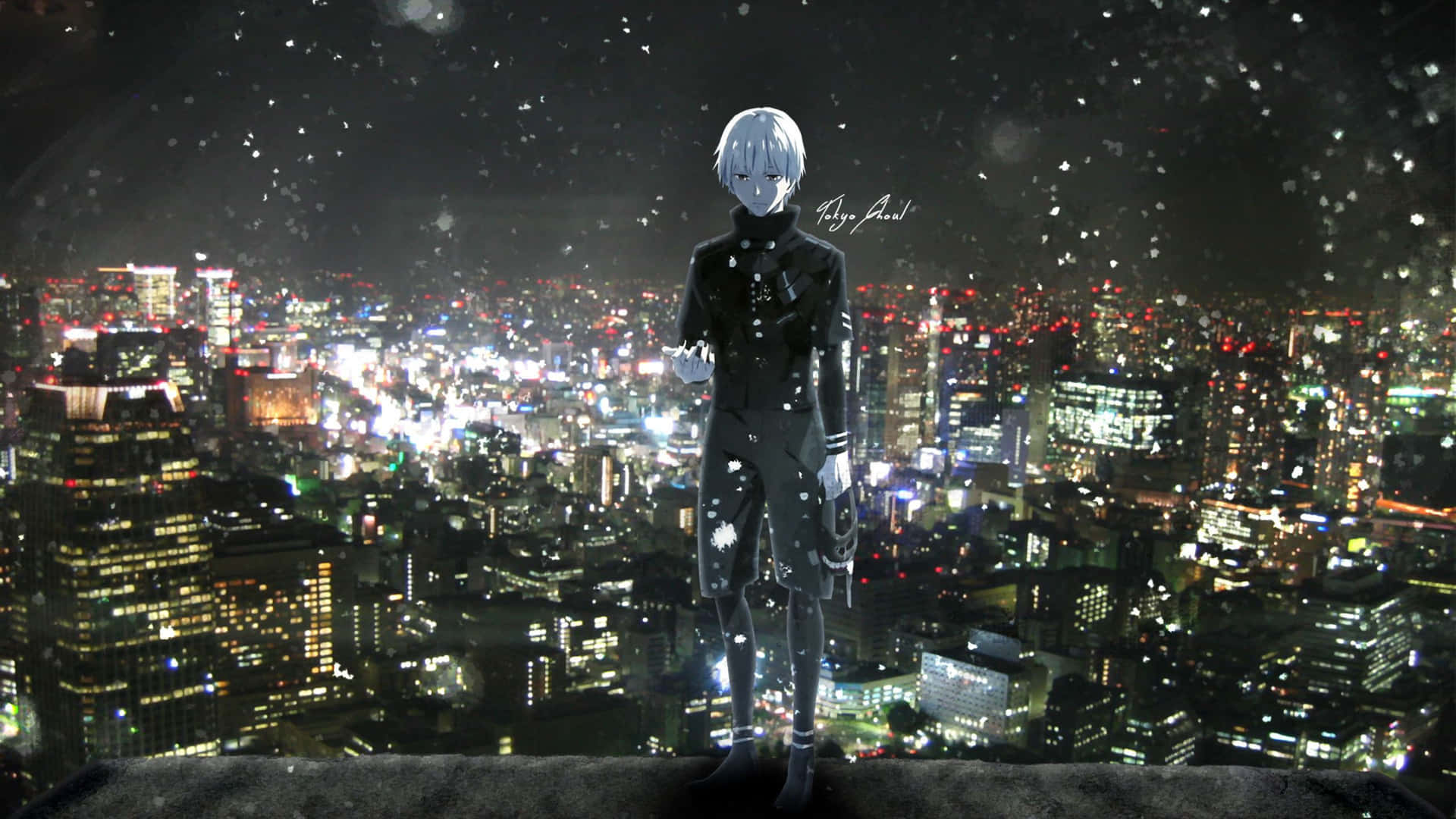 A Man Standing On A Rooftop With A City View Background