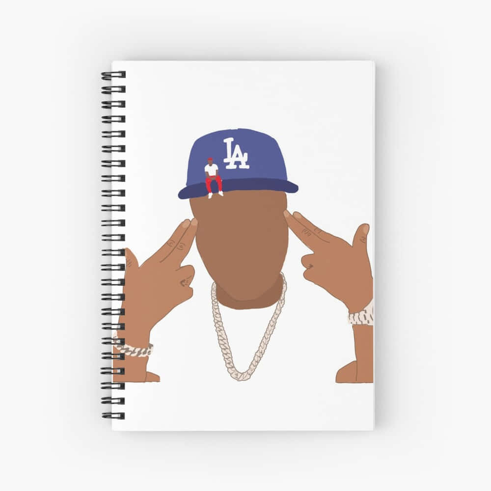 A Man With A Baseball Cap And A Baseball Hat Spiral Notebook Background