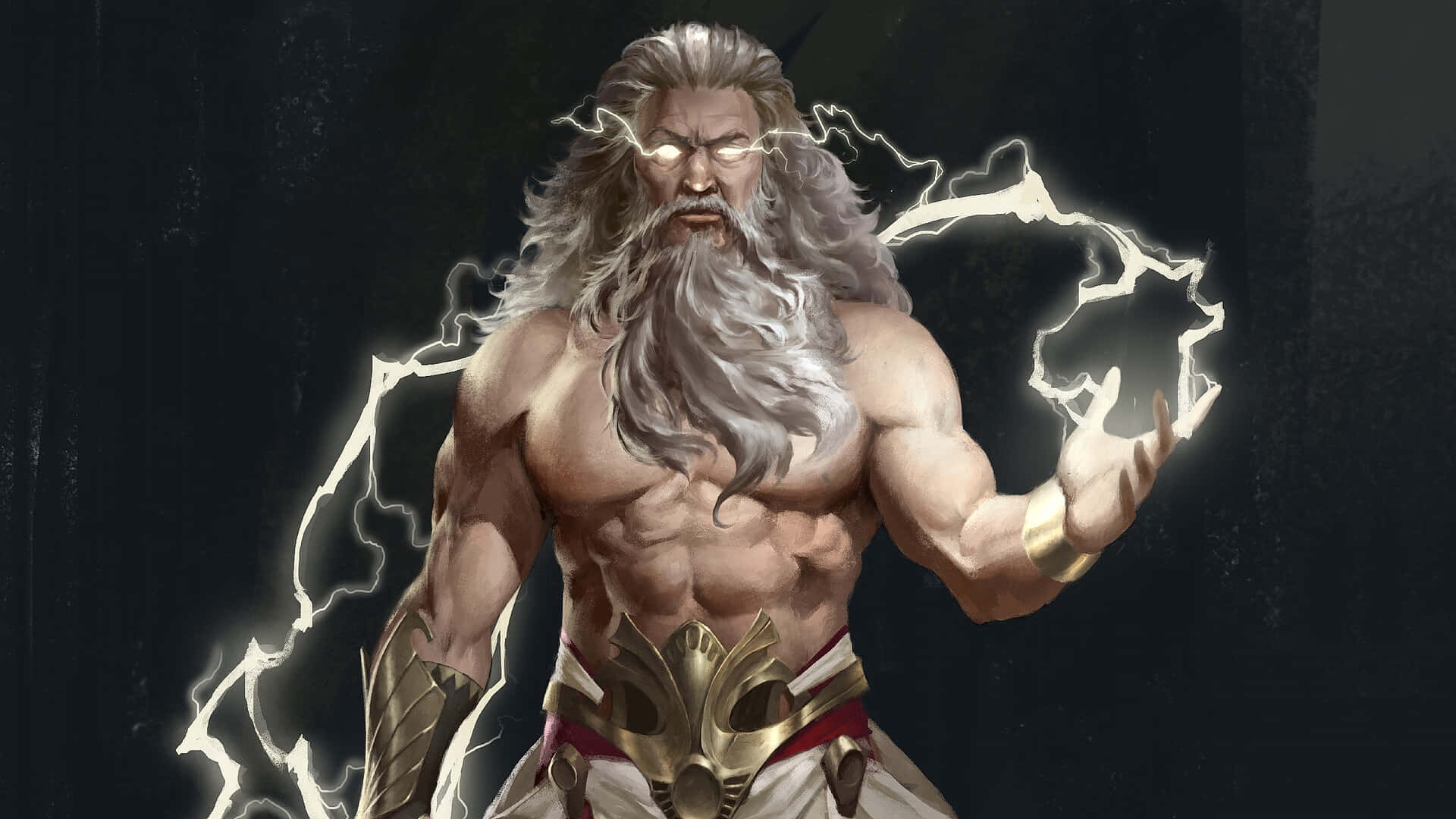 A Man With A Beard And Lightning Background