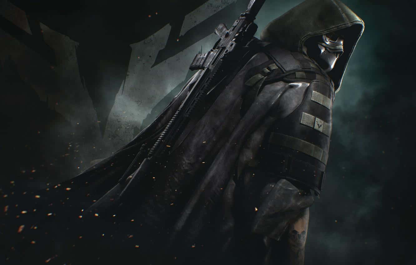 A Man With A Hood And A Gun Background