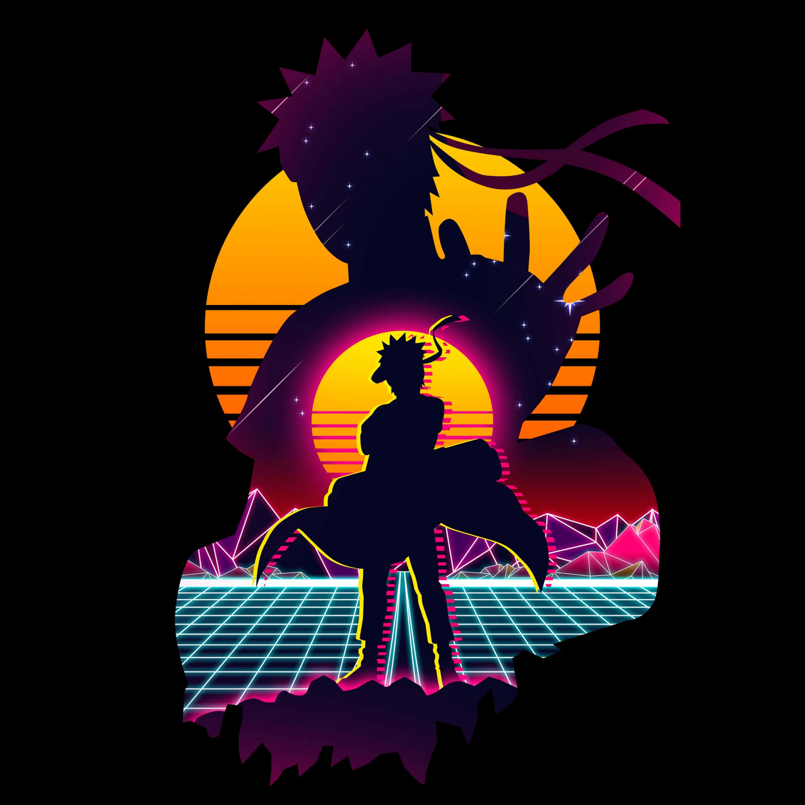 A Man With A Sword In Front Of A Sunset Background