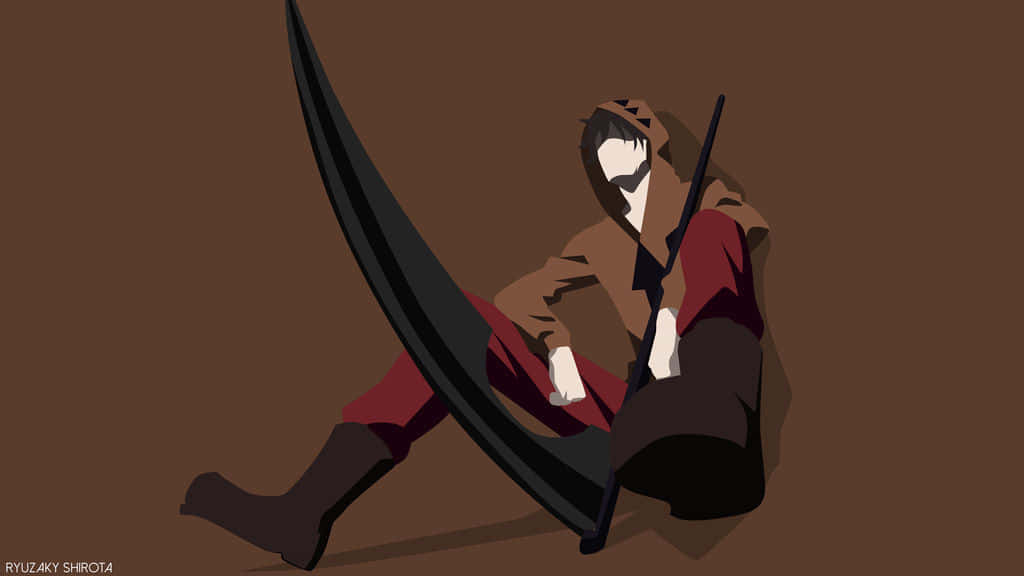 A Man With A Sword Sitting On A Brown Background Background