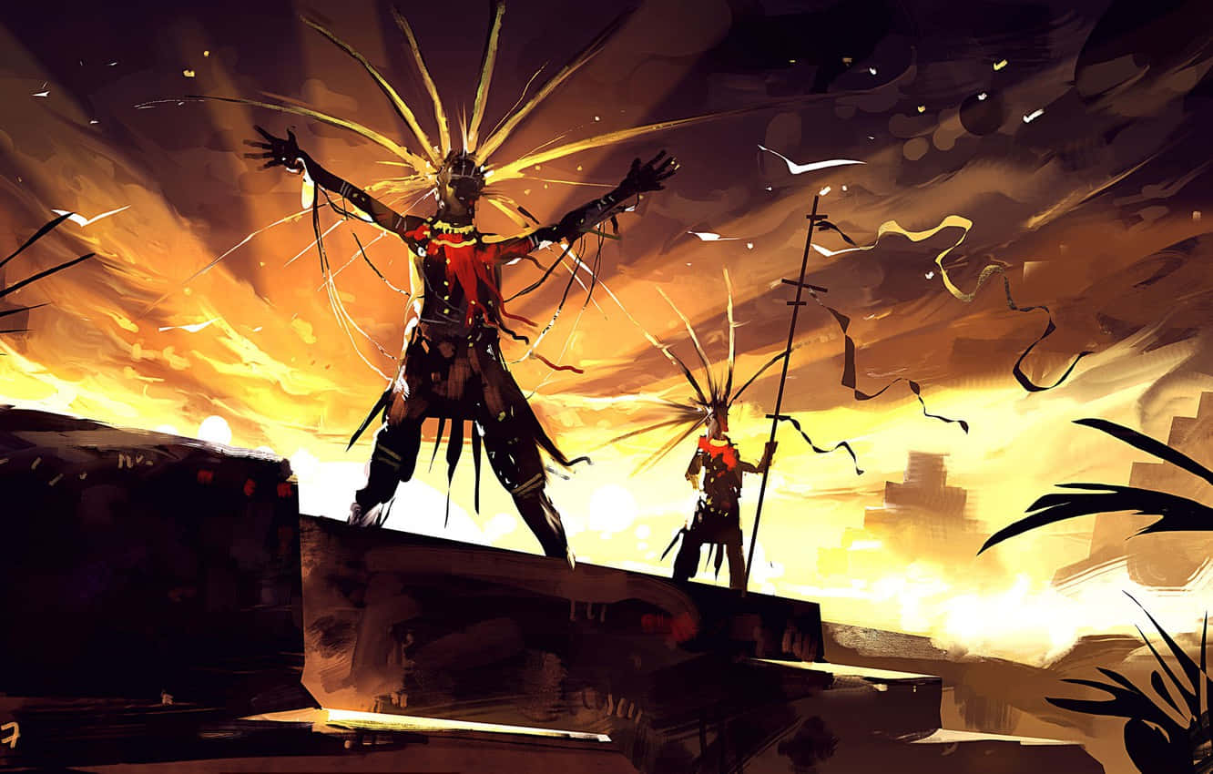 A Man With A Sword Background