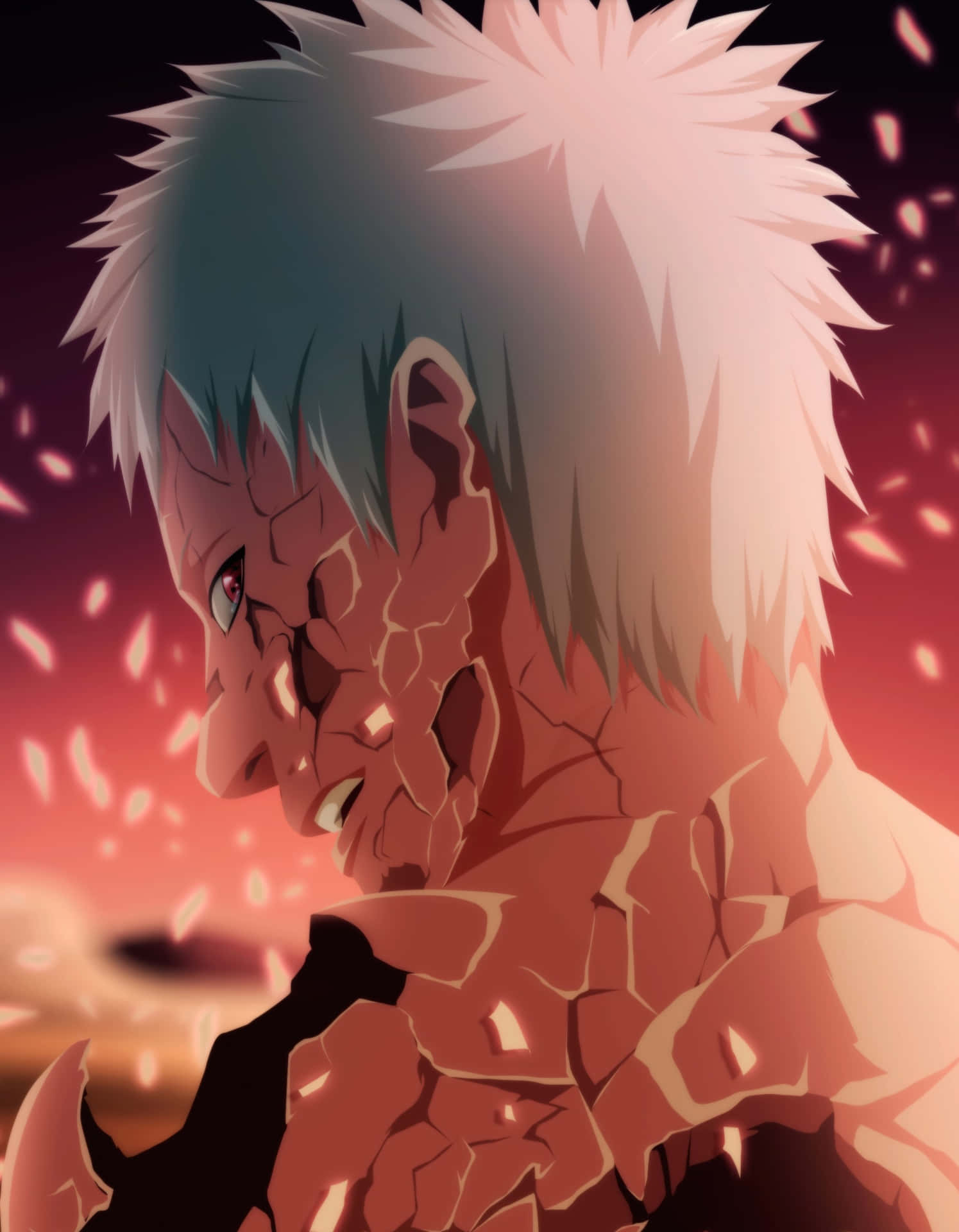 A Man With A White Hair And A Red Background Background