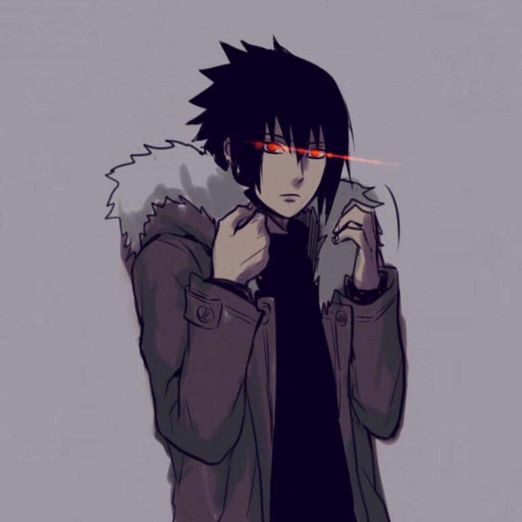 A Man With Black Hair And Red Eyes Background