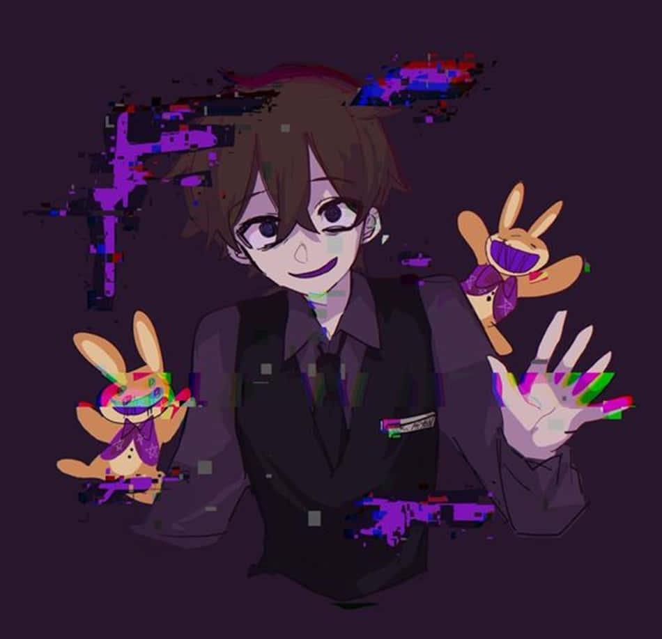 A Man With Glasses And A Purple Teddy Bear Background