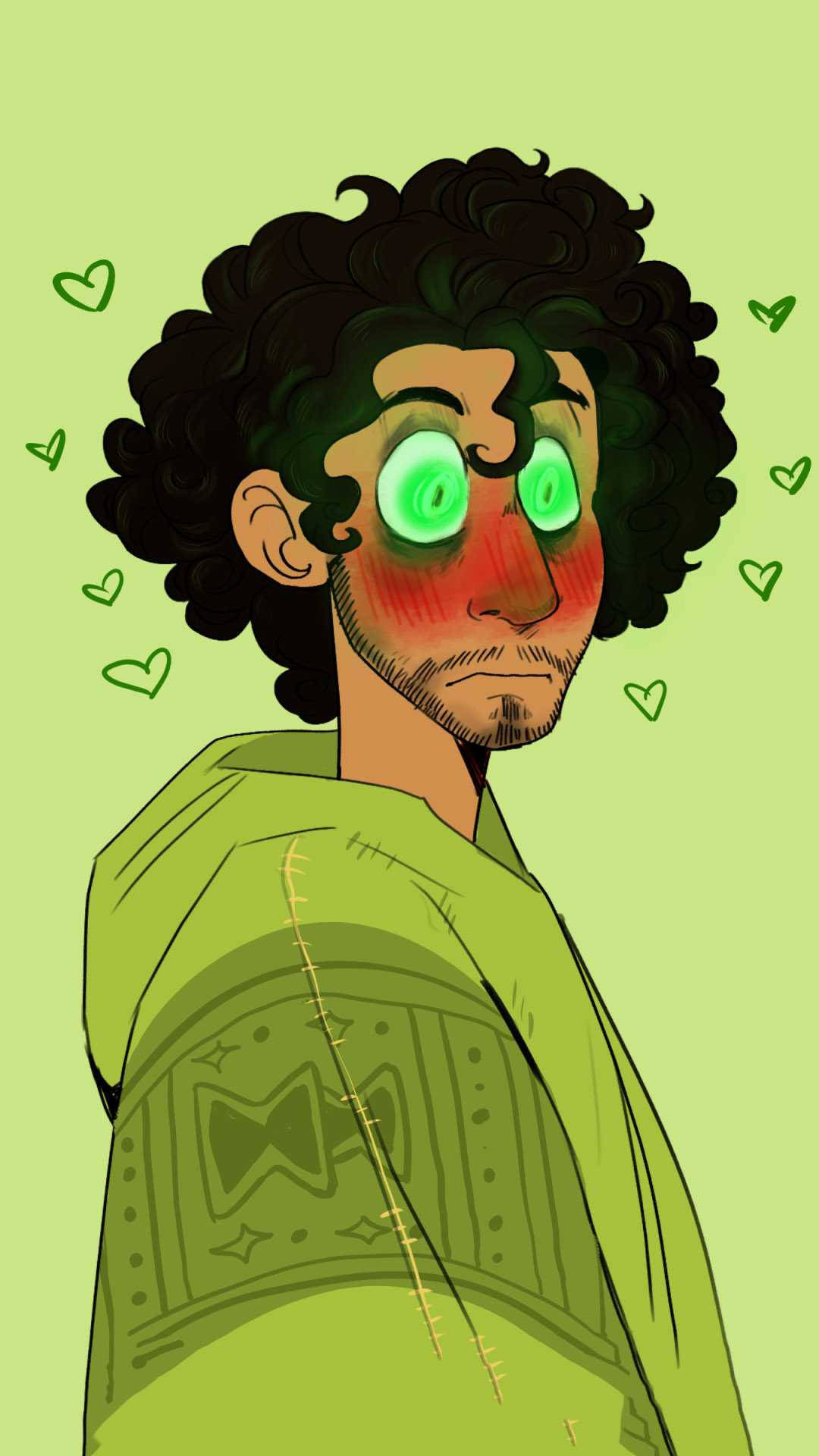 A Man With Green Eyes And A Green Hoodie Background