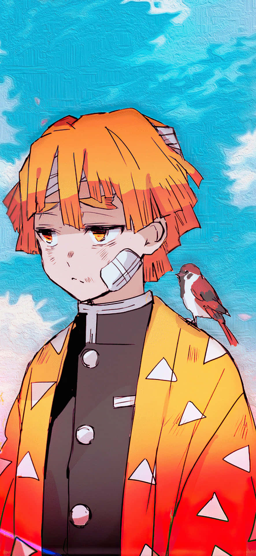 A Man With Orange Hair And A Bird On His Shoulder Background