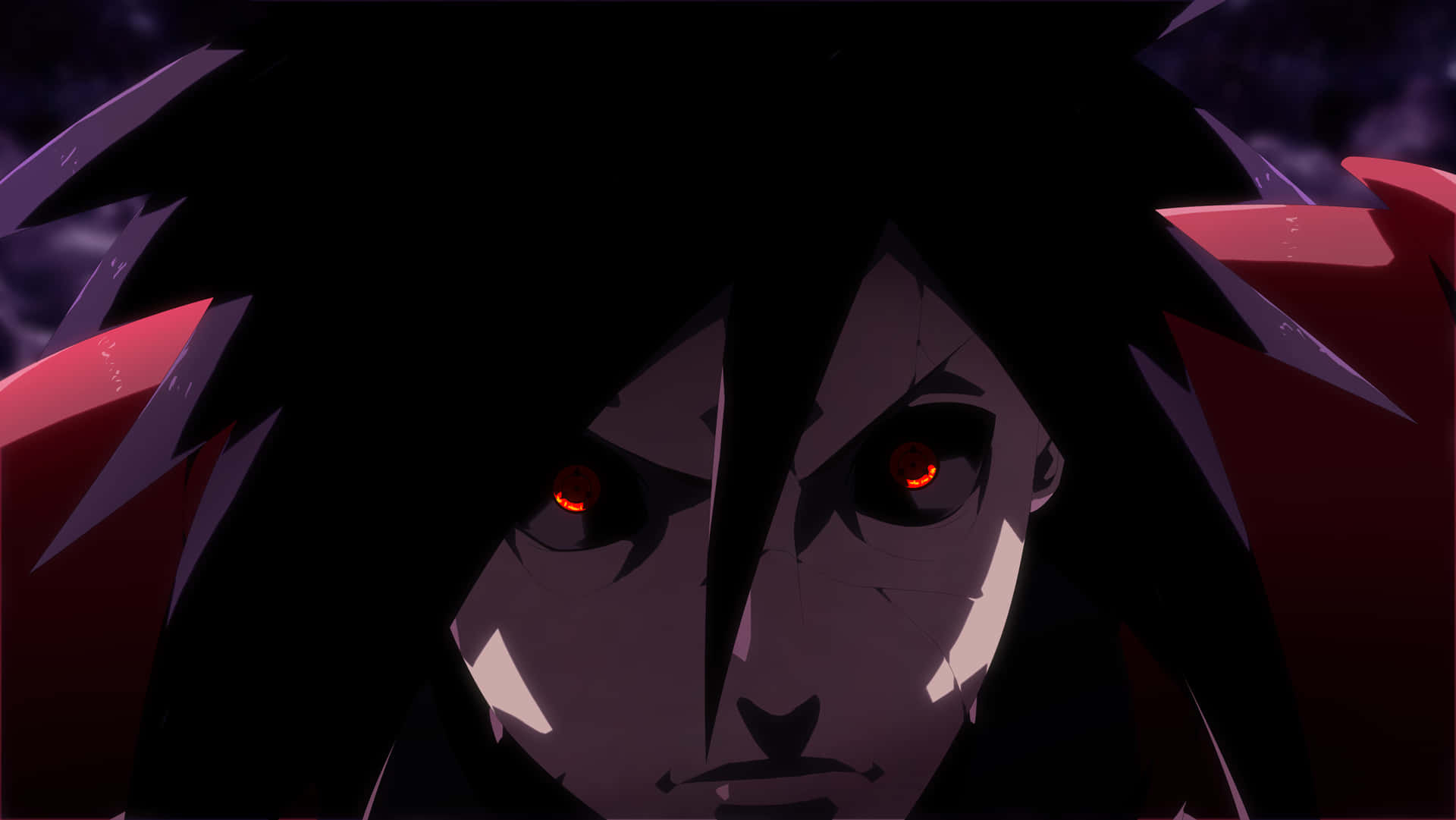 A Man With Red Eyes And Black Hair Background