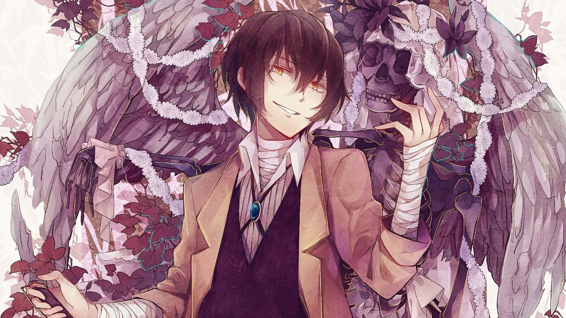 A Man With Wings And A Suit Background