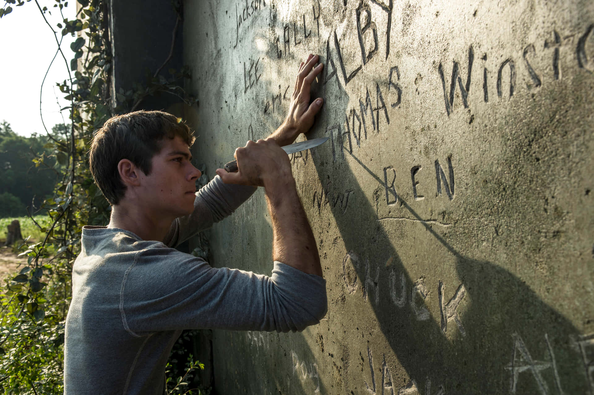 A Man Writing On A Wall Background
