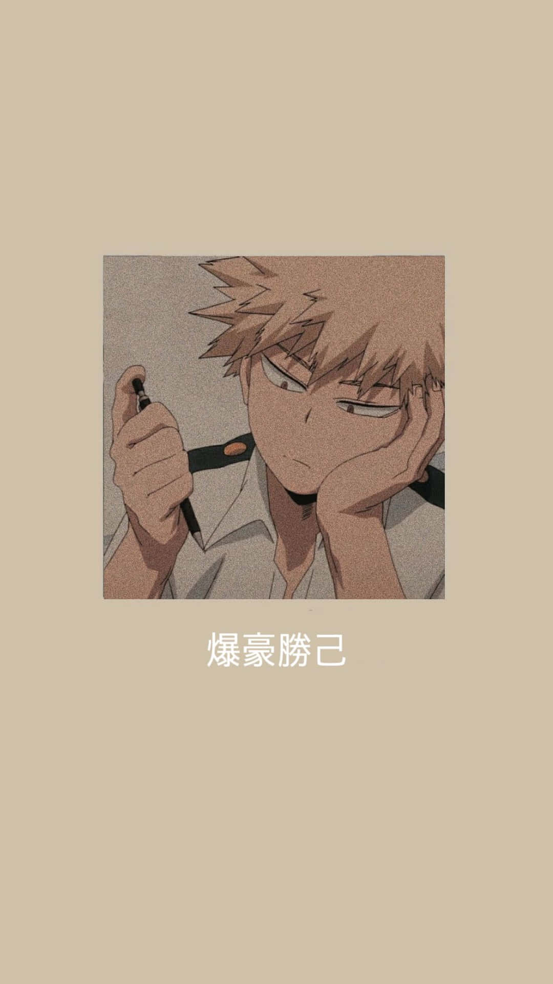 A Manga Character With His Head On His Hand Background