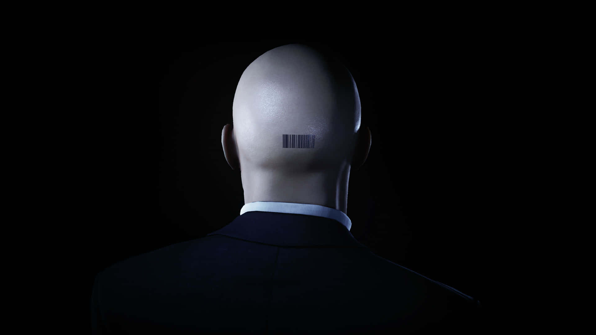 A Mannequin Head With A Barcode On His Head Background