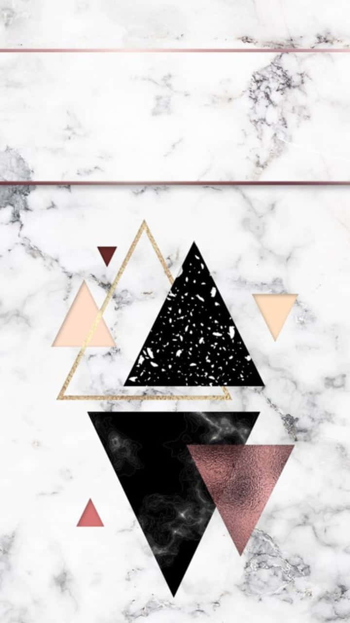 A Marble Background With Black And Gold Triangles