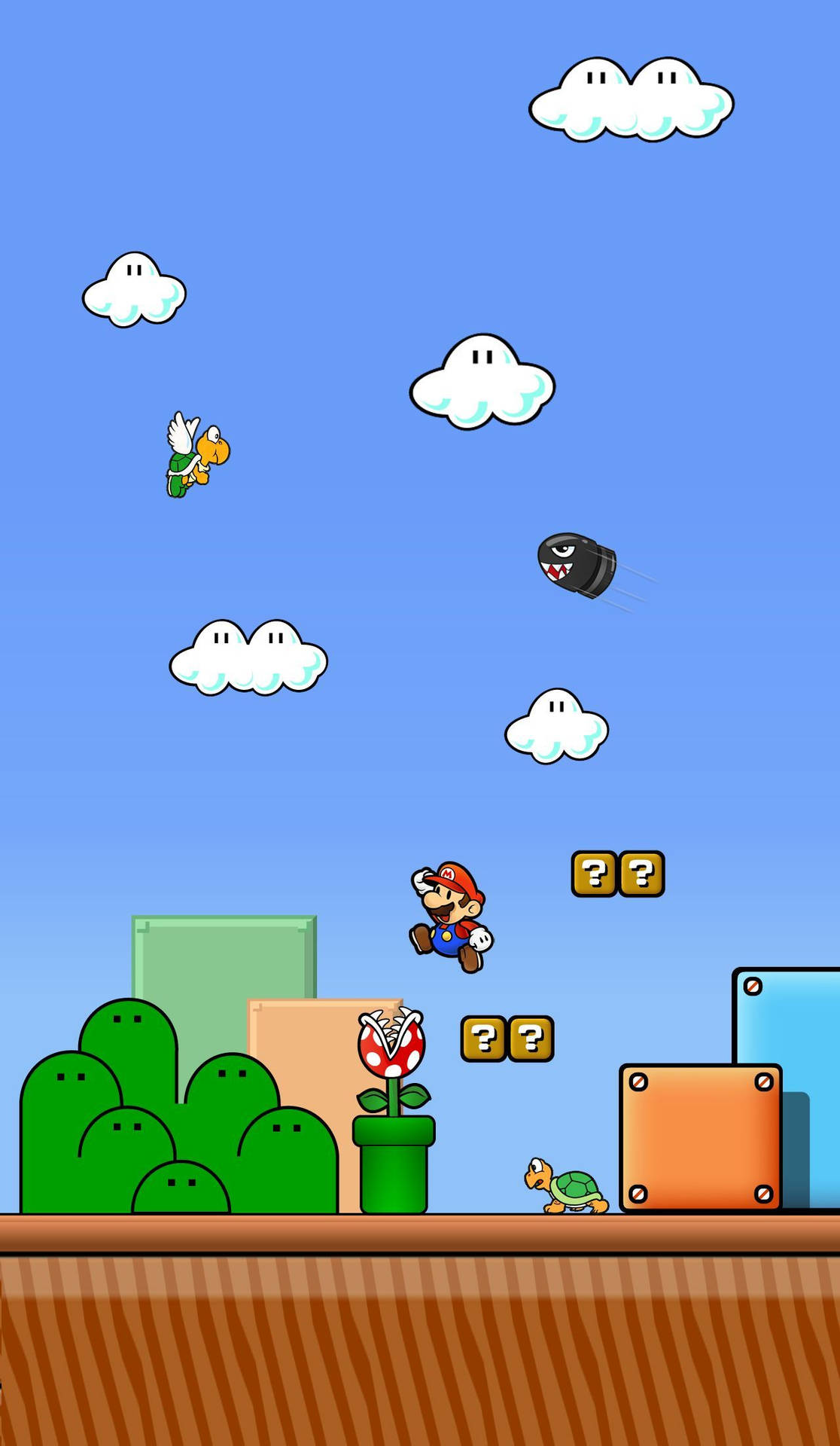 A Mario Bros Game With A Lot Of Characters Background
