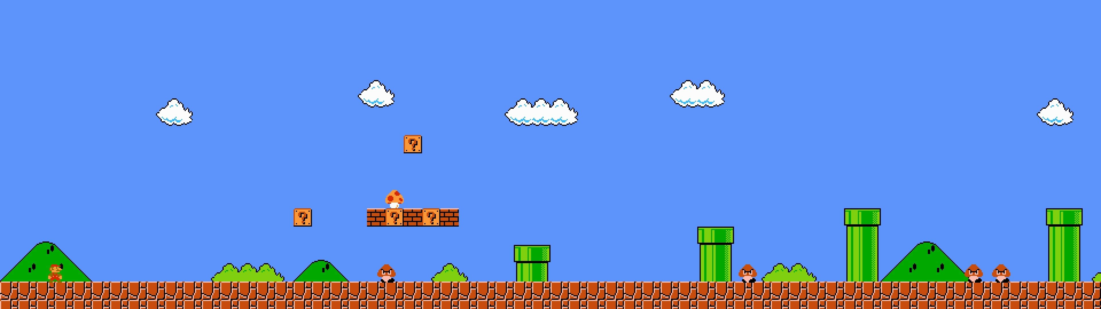 A Mario Bros Game With A Lot Of Water Falling Background