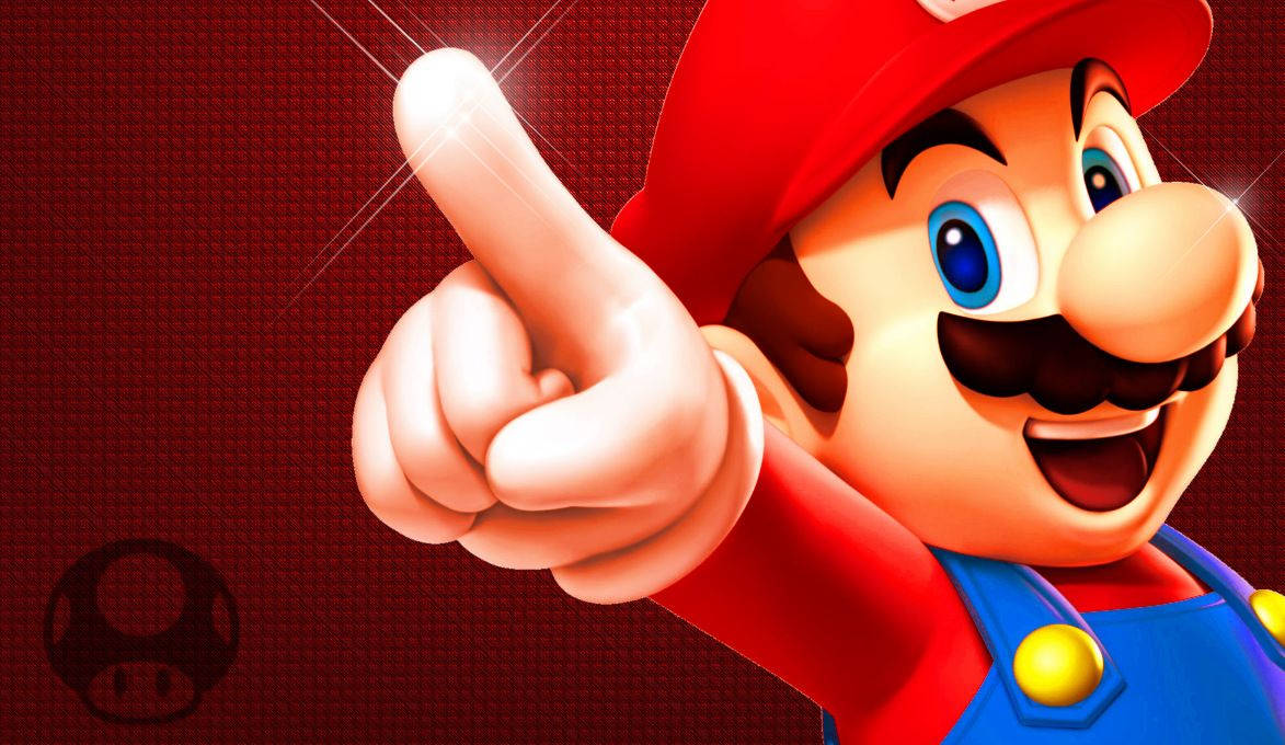 A Mario Character Is Pointing At Something Background