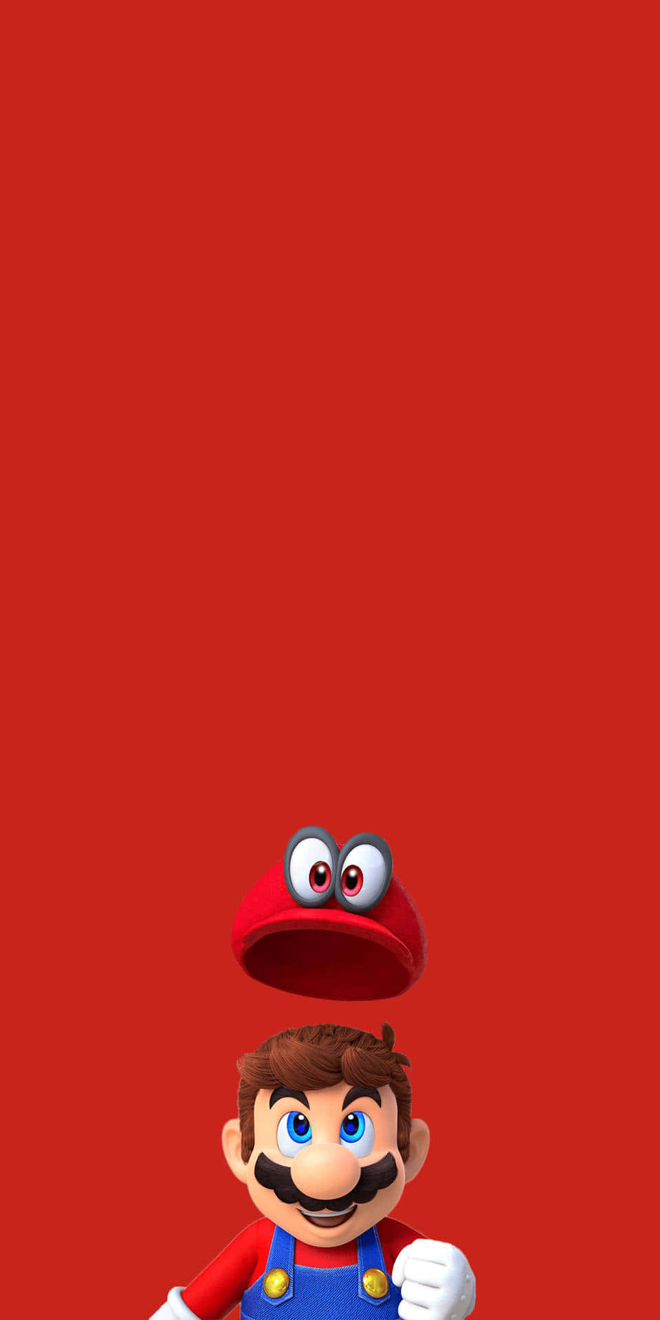 A Mario Character Standing On A Red Background