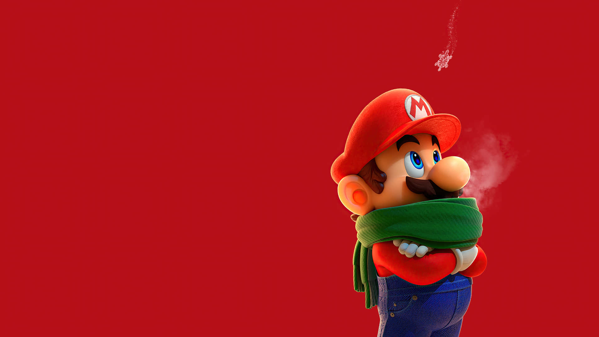 A Mario Character With A Scarf And A Red Background Background