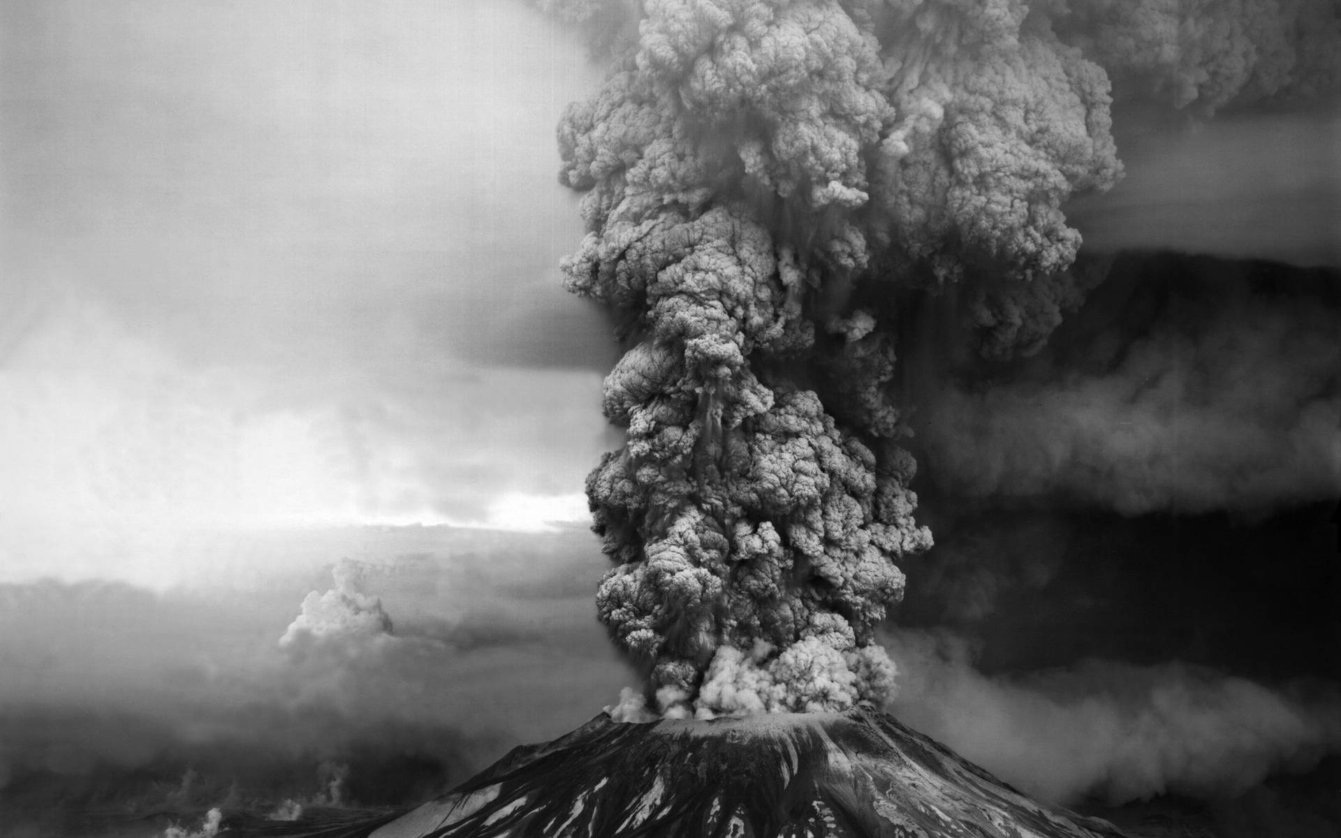 A Massive Smoke Plume From An Active Volcano Background