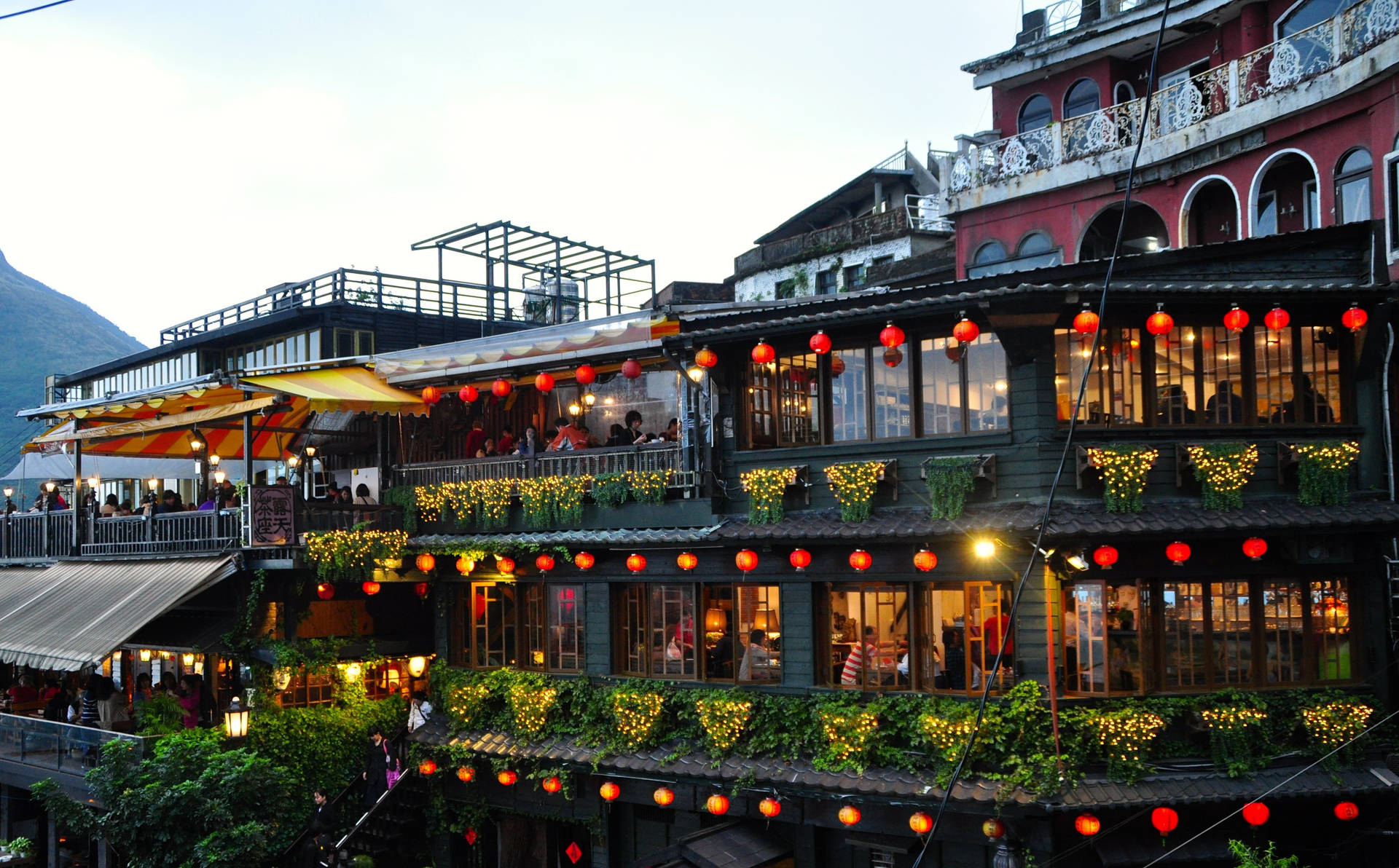 A-mei Tea House In Taiwan Background