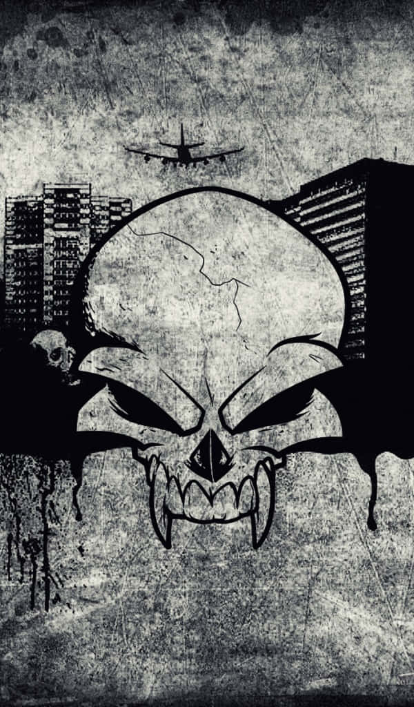 A Menacing Skull Shrouded In A Mysterious Aura. Background