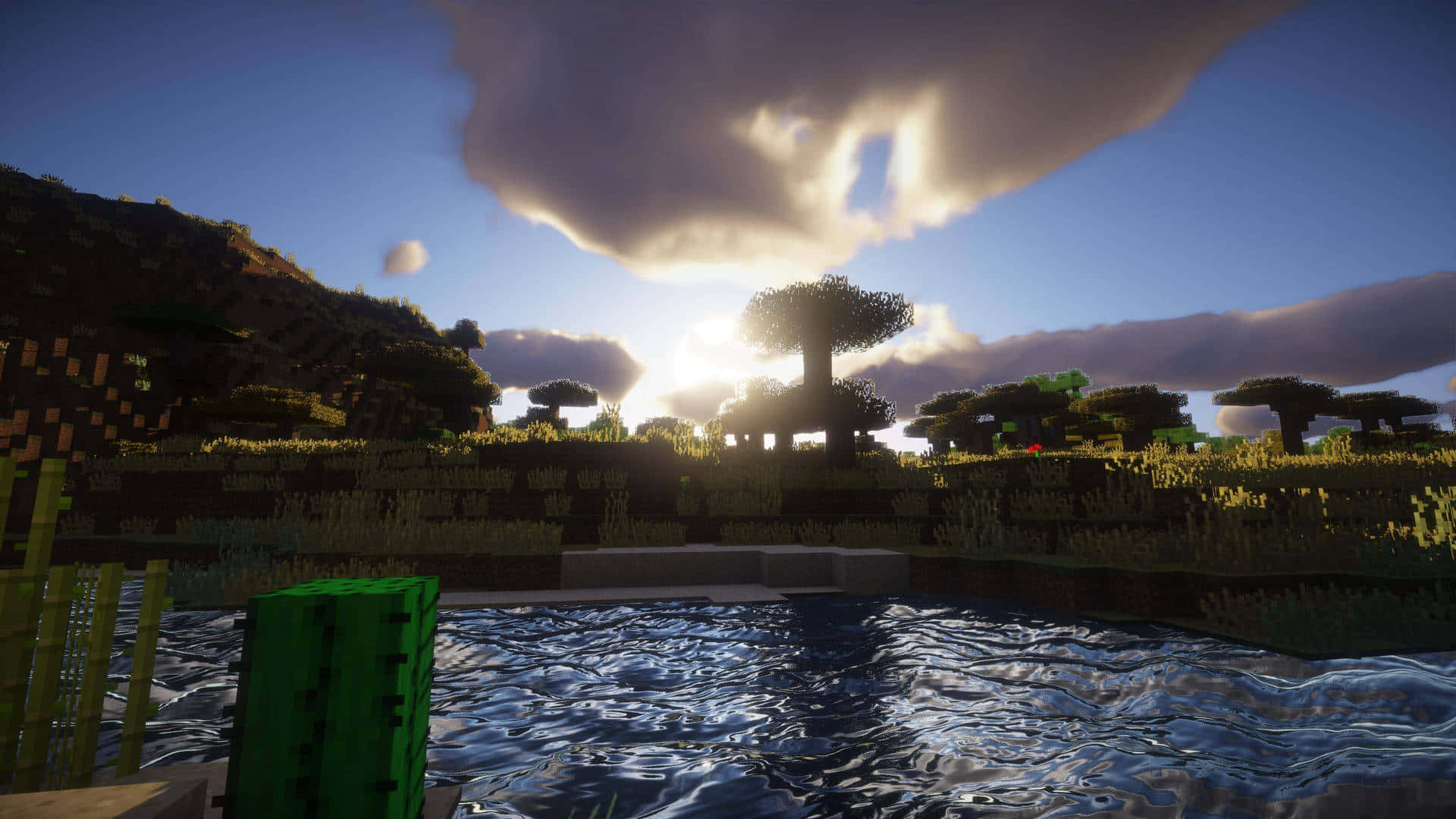 A Mesmerizing View Of A Minecraft Sunset