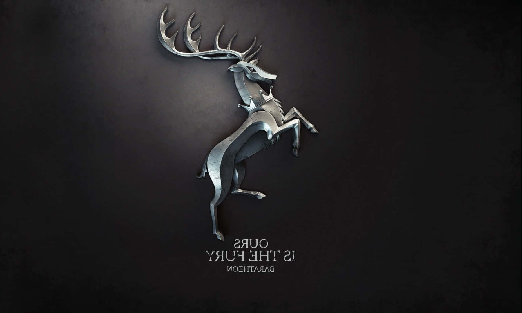 A Metal Deer With Horns On It Is On A Black Background Background
