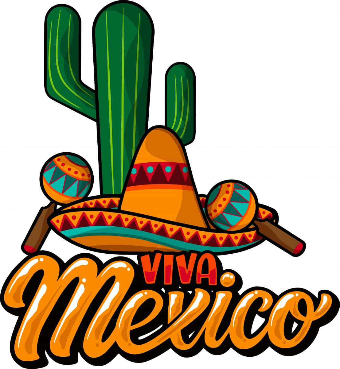 A Mexican Hat And Cactus With The Word Viva Mexico Background