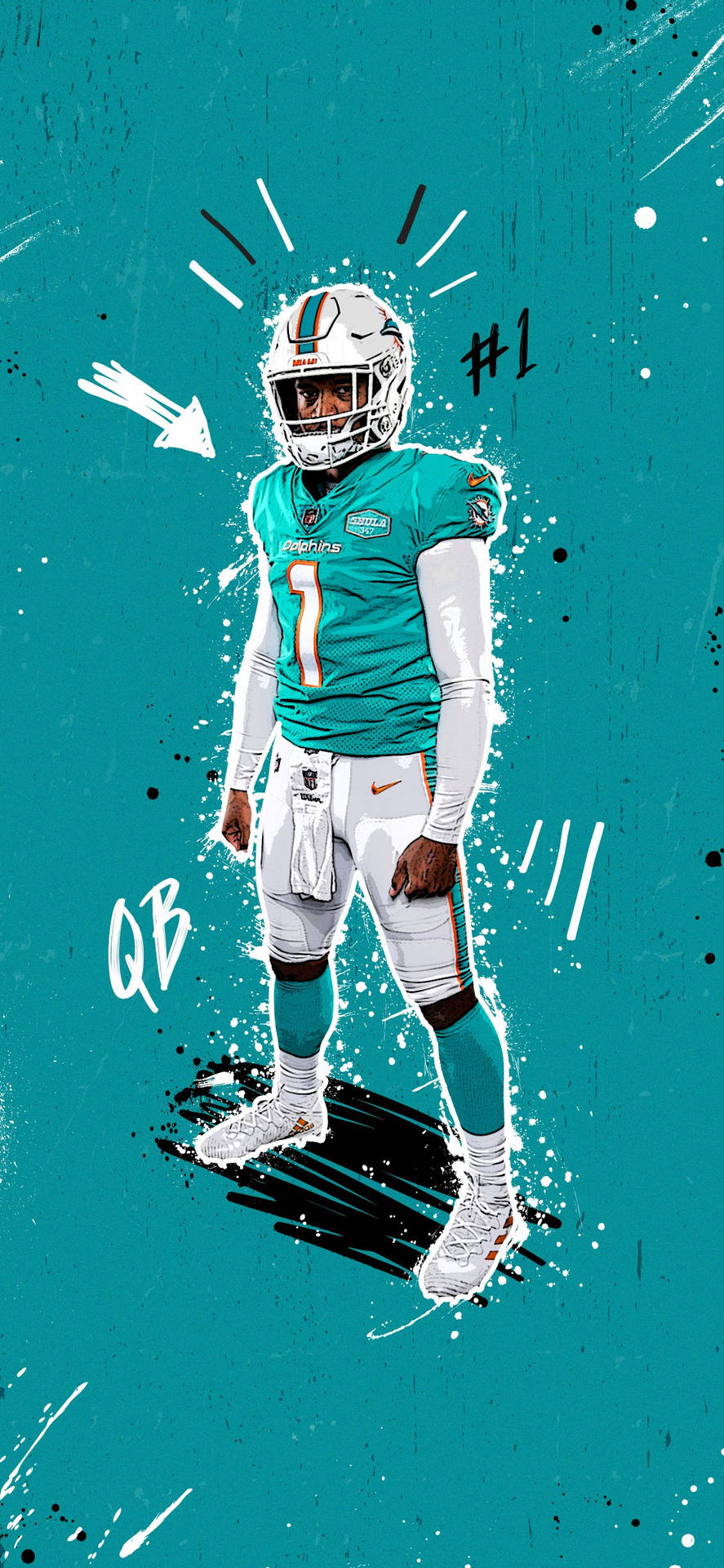 A Miami Dolphins Player Is Standing In Front Of A Blue Background Background