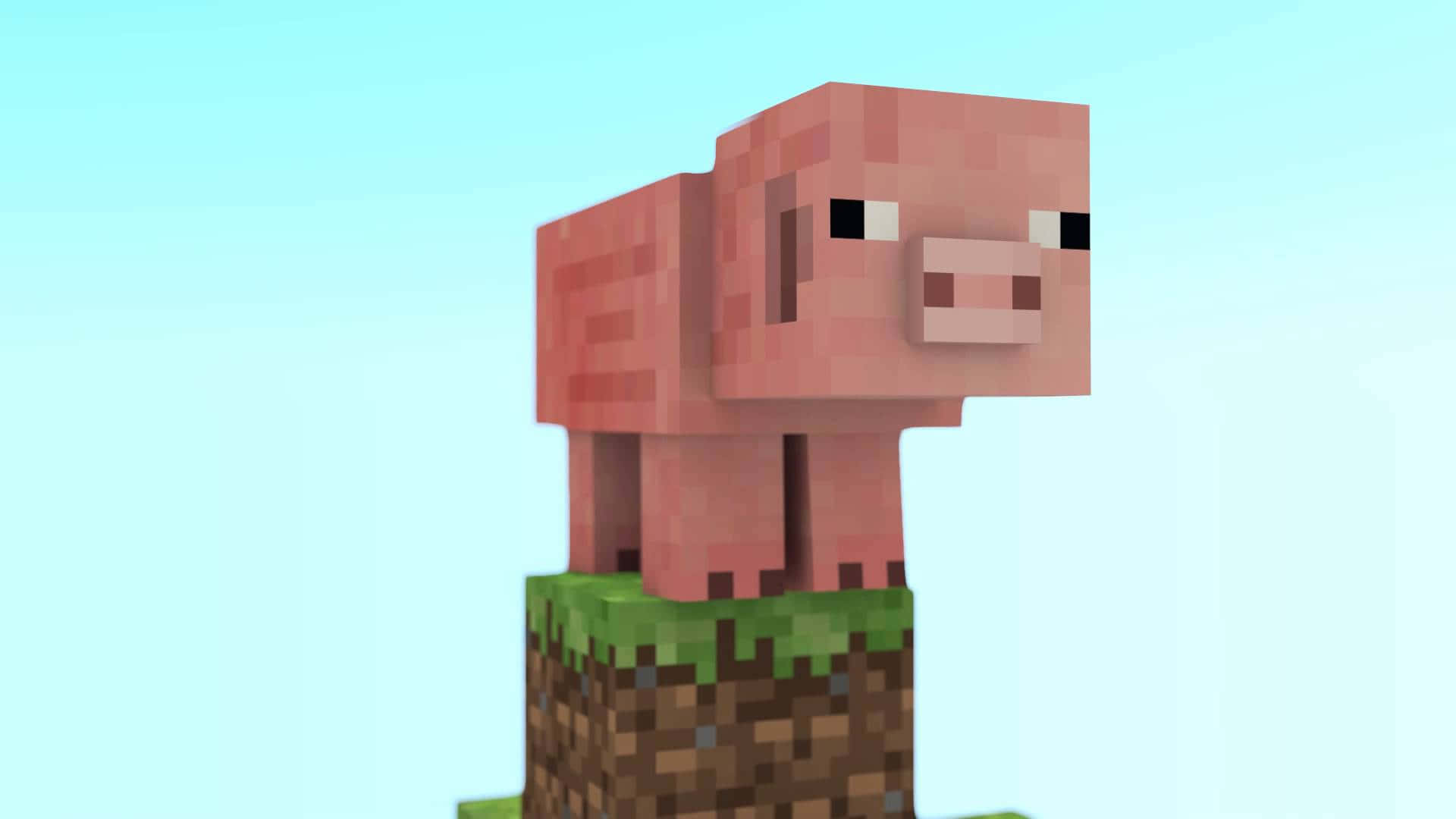 A Minecraft Pig In An Endless Growing World Background
