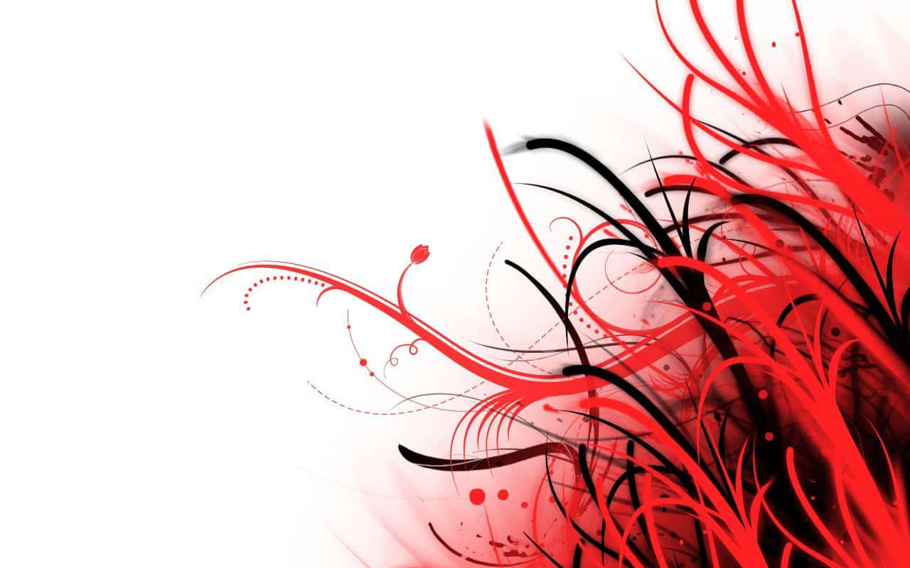 A Minimalistic Black And White Landscape With A Bold Splash Of Red. Background