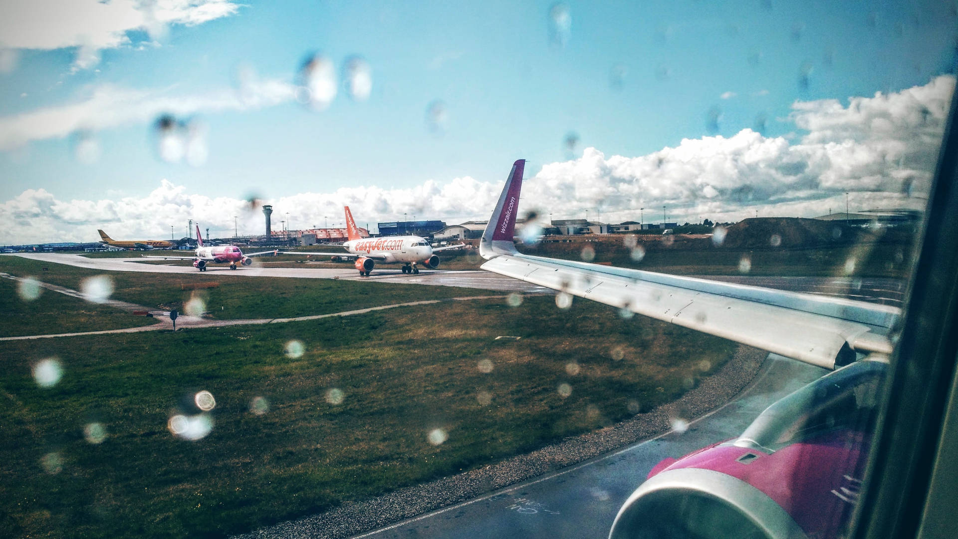 A Misty Plane Window Background