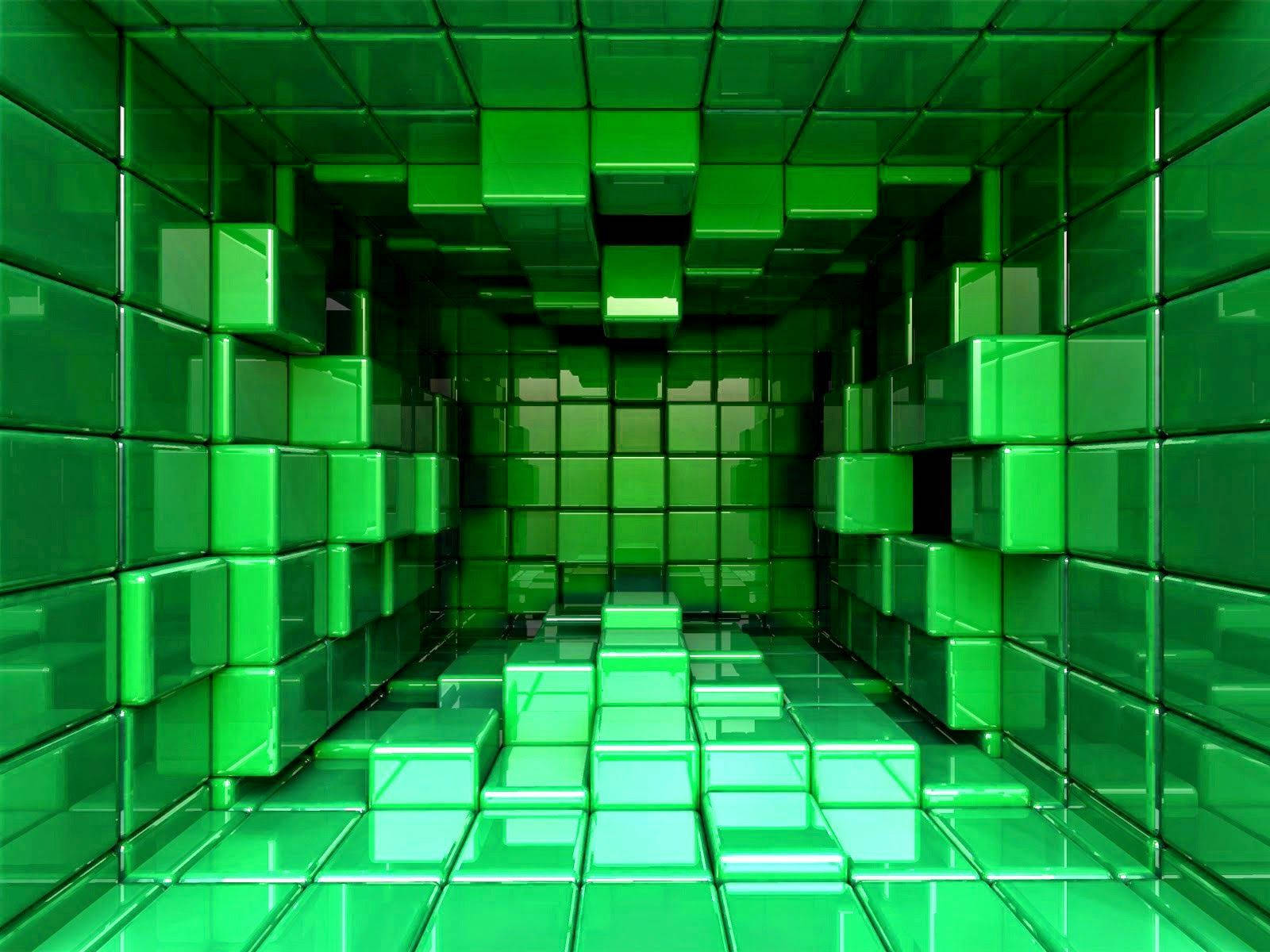 A Modern 3d-green Cubes Room