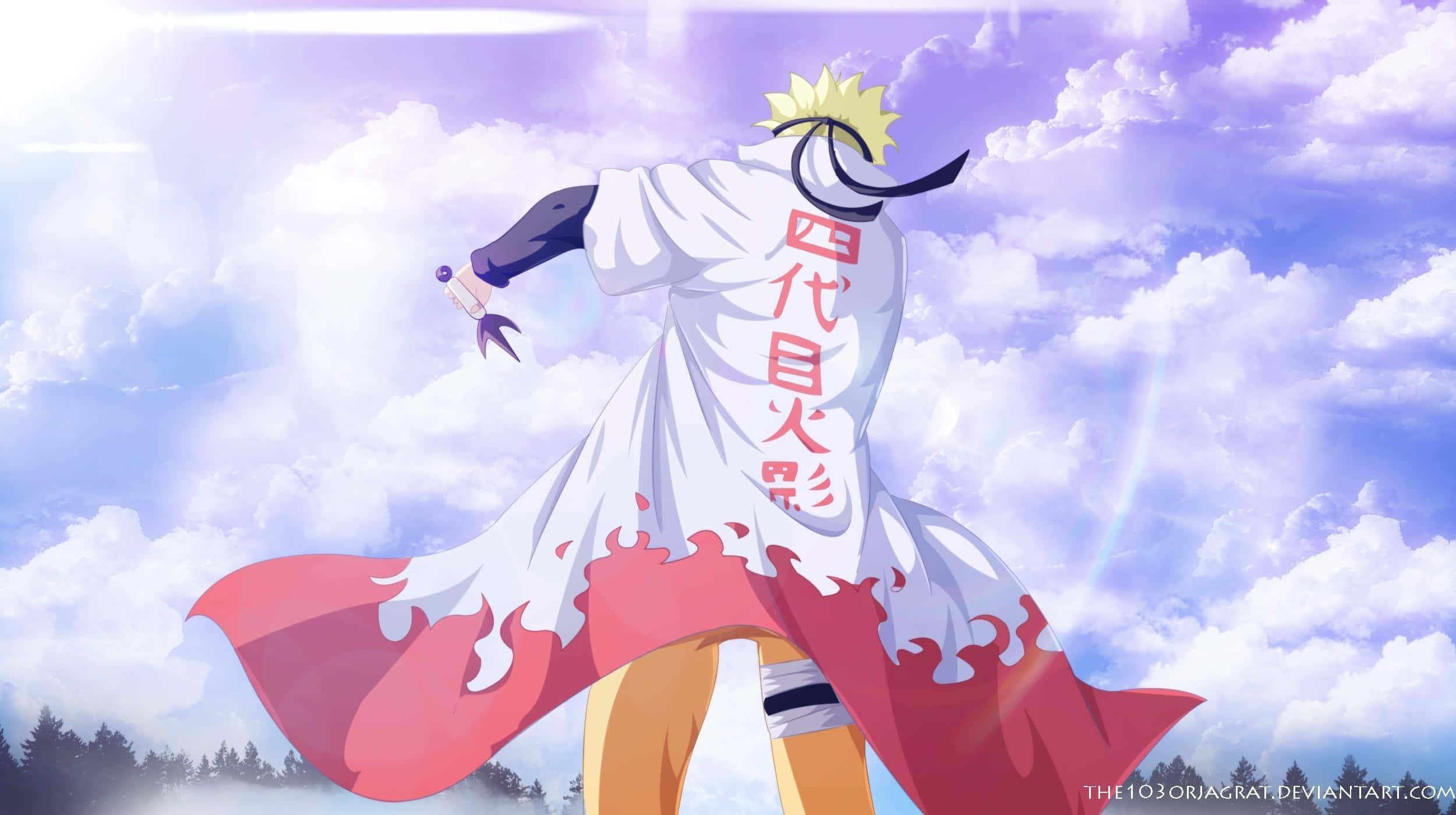 A Moment Of Courage And Determination As Naruto Uzumaki Stands Atop A Mountain In The Land Of Fire. Background