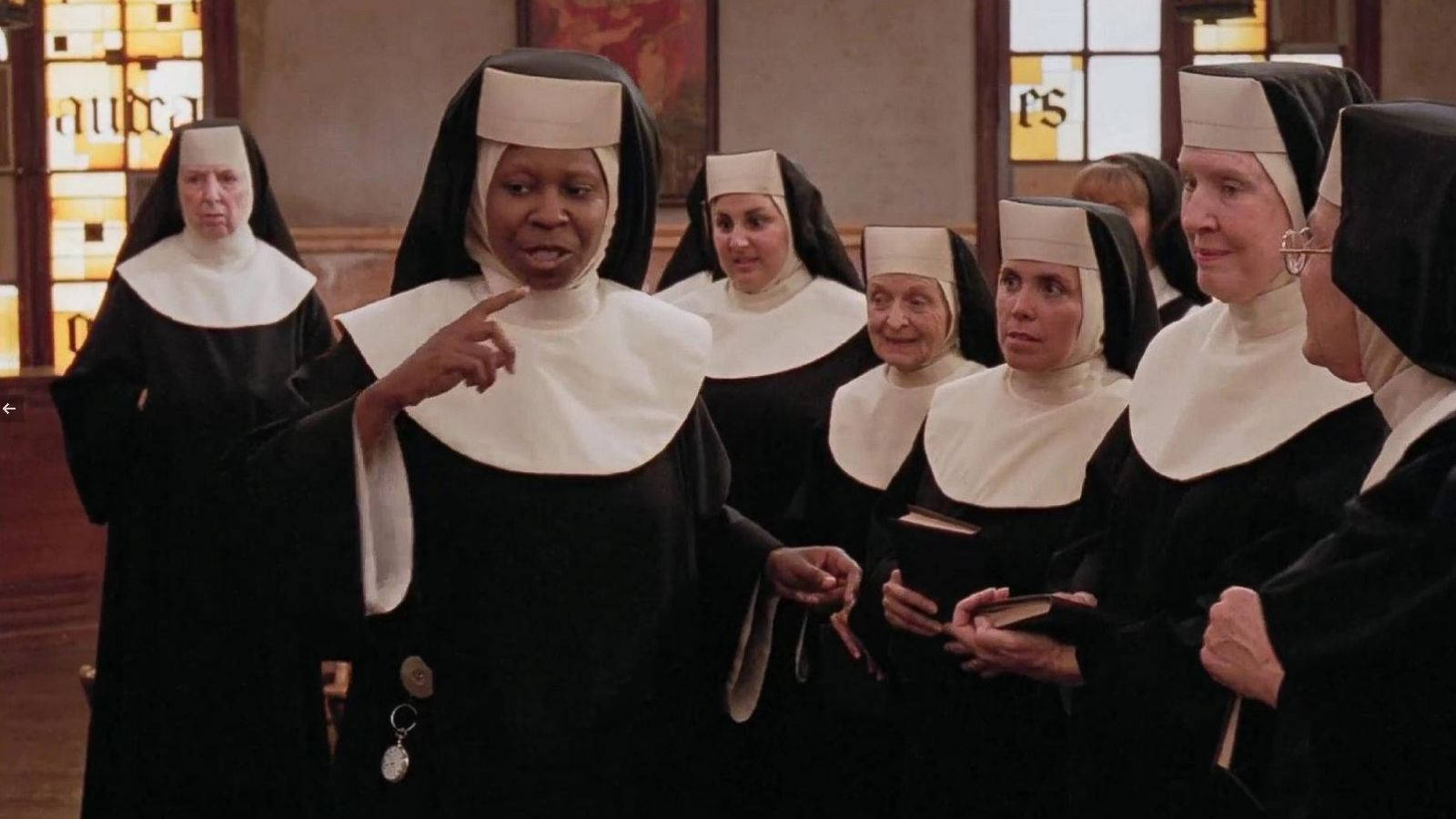 A Moment Of Joy, A Nun Enjoying Her Musical Passion In Sister Act, 1992 Film. Background