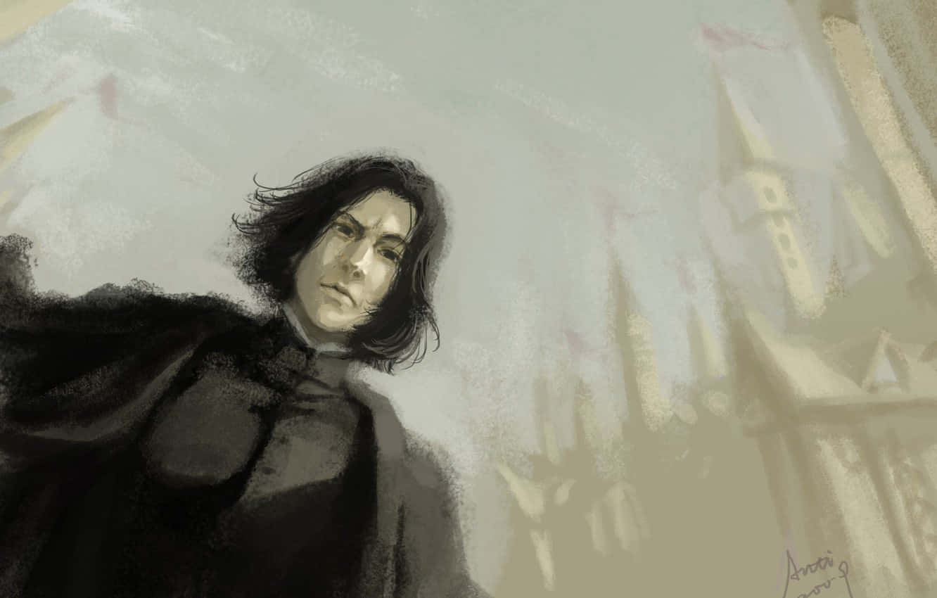 A Monochrome Scene From The Magical World Of Harry Potter Background