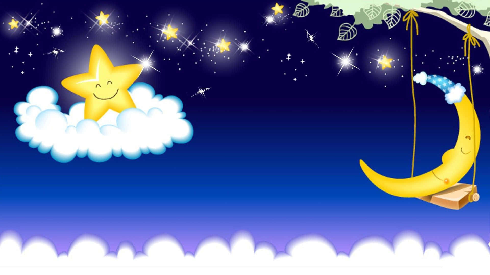 A Moon And A Star In The Sky Background