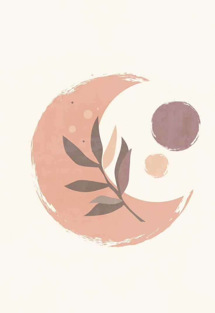 A Moon And Leaf Logo With A Leaf Background