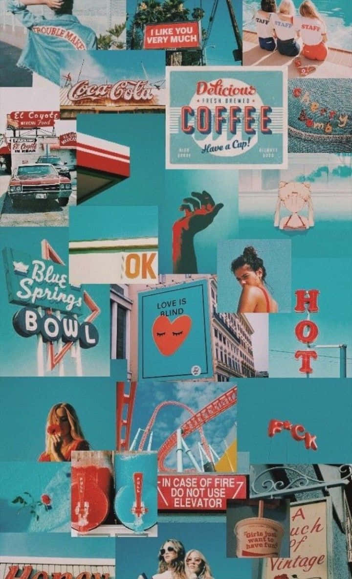 A Mosaic Of Blue Compositions In An Artistic Collage.