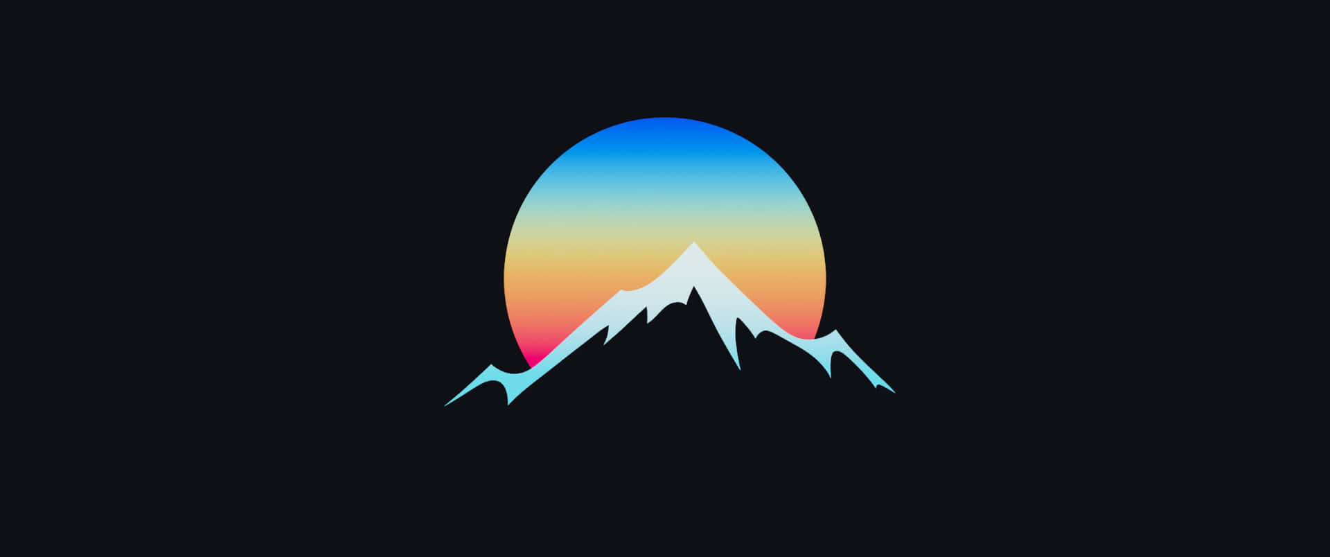 A Mountain Logo With A Sunset On It Background