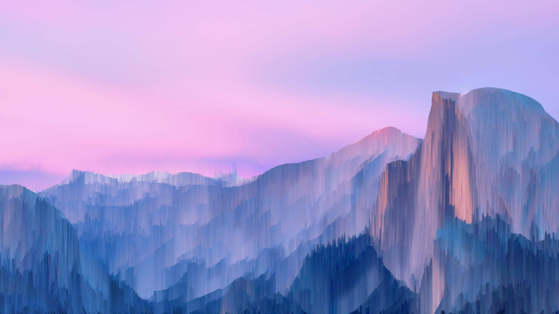 A Mountain Range With A Pink Sky And Purple Clouds Background